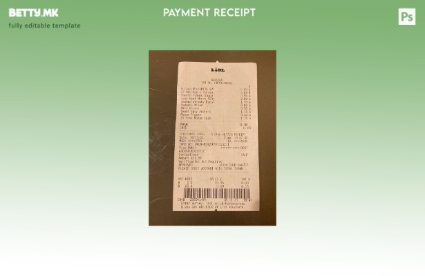 Модерен стилски шаблон за потврда за плаќање во супермаркетот Lidl